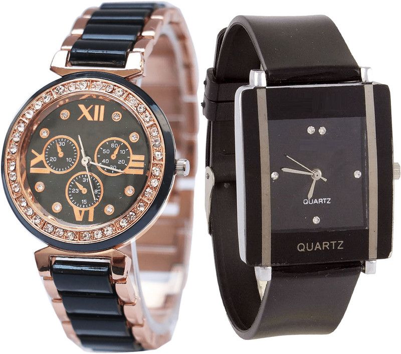 combo watch Analog Watch - For Girls Modish Style Analogue Black Color Girls And Women Watch - G209-G12 (Combo Of 2 )