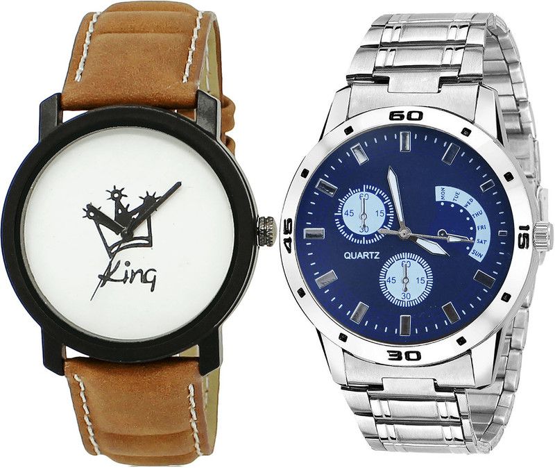 combo watch Analog Watch - For Girls Treading Quartz King Analogue Brown And Silver Color Boys And Men Watch - BL46.18-B84 (Combo Of 2 )
