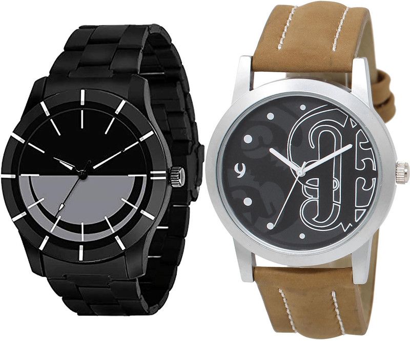 combo watch Analog Watch - For Girls New Collection Analogue Black And Brown Color Boys And Men Watch - B108-BL46.14 (Combo Of 2 )