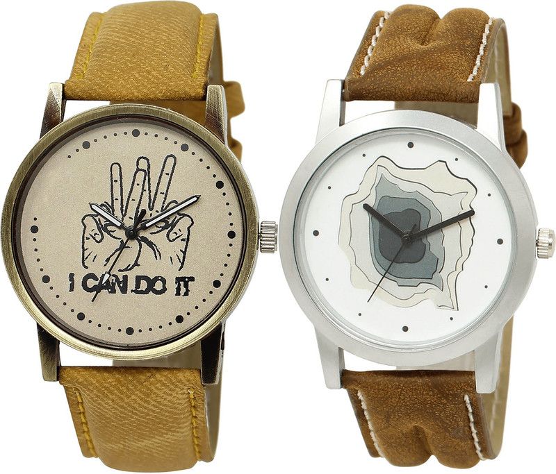 combo watch Analog Watch - For Girls Best 3D Design I Cand Do It Analogue Brown Color Boys And Men Watch - BL46.30-BL46.9 (Combo Of 2 )