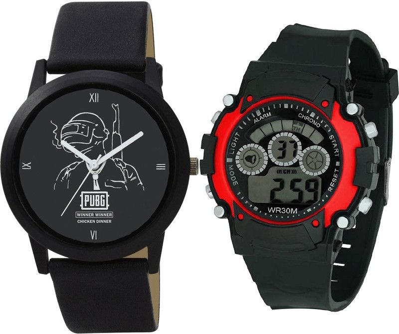 combo watch Analog Watch - For Men Treading Quartz PUBG Military Army And Kids Analog And Digital Black - B164-B5 (Combo Of 2 )