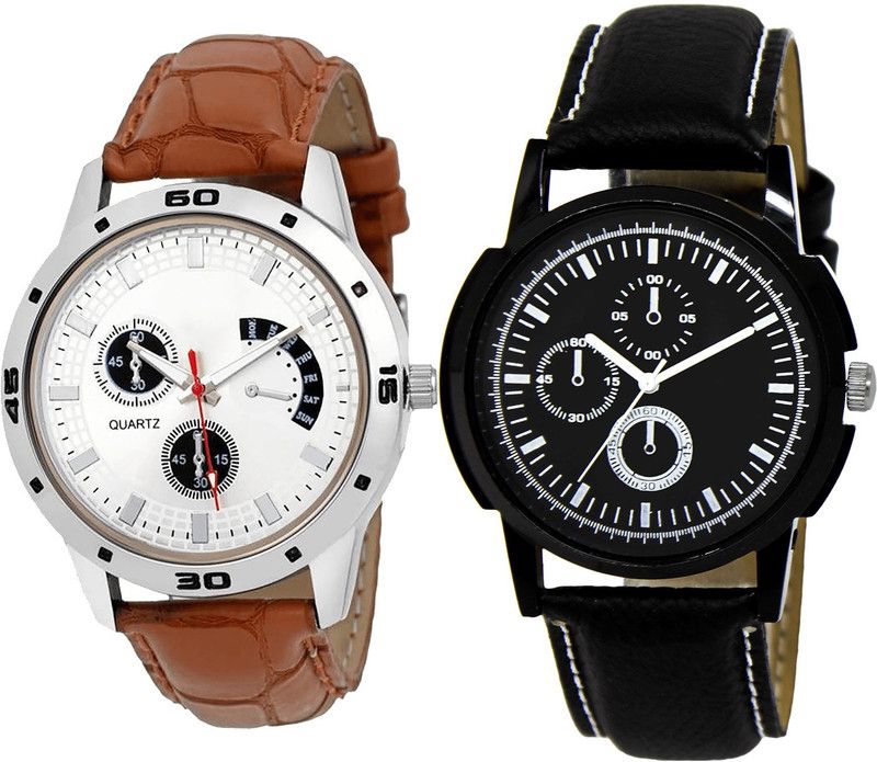 combo watch Analog Watch - For Girls Contemporary Quartz Analogue Brown And Black Color Boys And Men Watch - B52-BL46.13 (Combo Of 2 )
