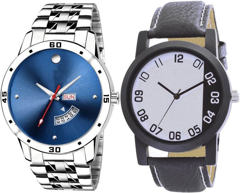 combo watch Analog Watch - For Girls Modish Present Day And Date Analogue Silver And Black Color Boys And Men Watch - BL46.105-B41 (Combo Of 2 )