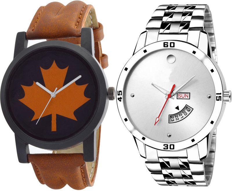 combo watch Analog Watch - For Girls Brand New Unique Day And Date Analogue Brown And Silver Color Boys And Men Watch - B34-BL46.103 (Combo Of 2 )