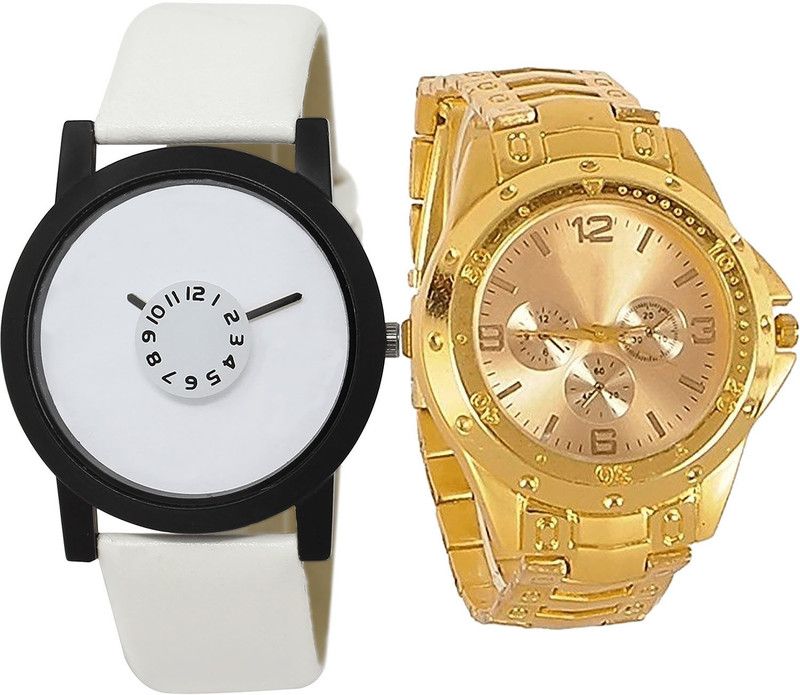 combo watch Analog Watch - For Girls Brand New 3D Design Analogue White And Gold Color Boys And Men Watch - BL46.26-B71 (Combo Of 2 )