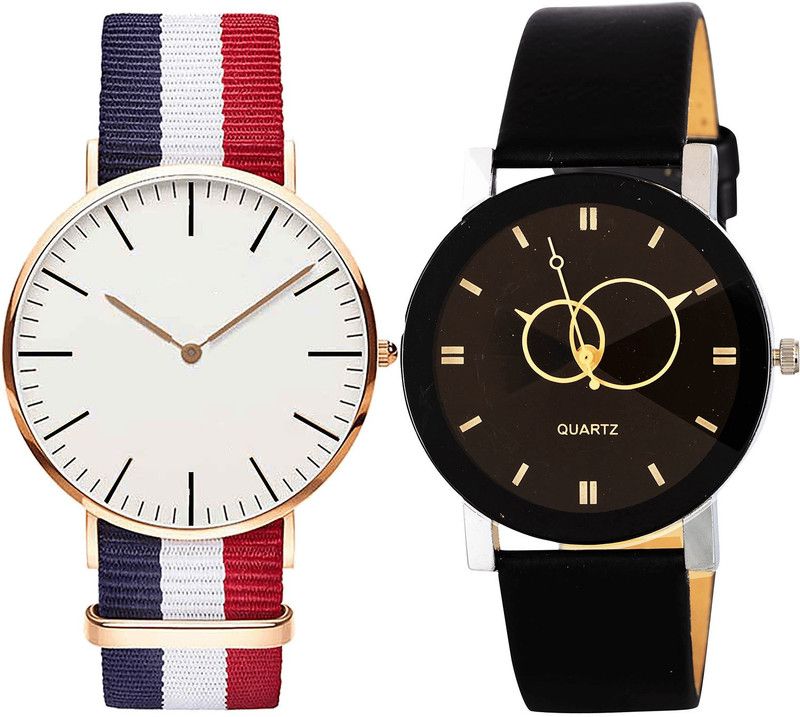 combo watch Analog Watch - For Girls Modern Chronograph Geometric Design Analogue Red And Black Color Boys And Men Watch - B50-B135 (Combo Of 2 )