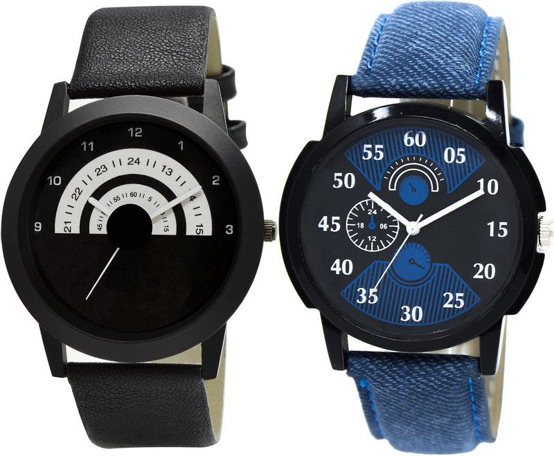 combo watch Analog Watch - For Girls Modern Casual Analogue Black And Blue Color Boys And Men Watch - B48-BL46.2 (Combo Of 2 )