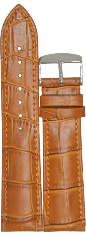 KOLET Croco Half Padded H158 24 mm Genuine Leather Watch Strap  (Tan)