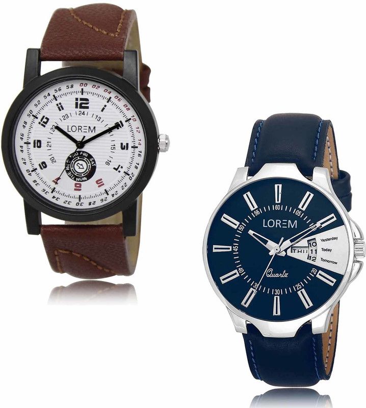 Analog Watch - For Men LR11-LR23 Multicolor Mate finish-Day Date Combo of 2