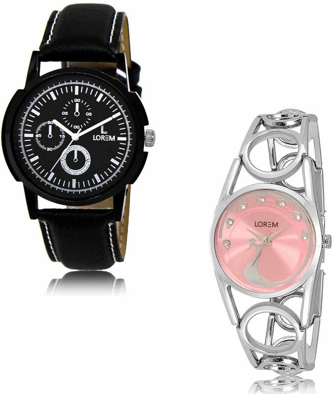 Analog Watch - For Men & Women LR13-LR233 Multicolor-Pink Glossy finish-Peacock Design Combo of 2