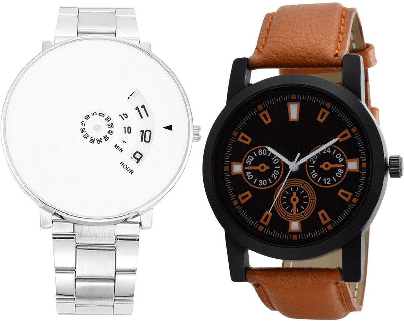 combo watch Analog Watch - For Girls Modish Analogue Analogue Silver And Brown Color Boys And Men Watch - B82-B31 (Combo Of 2 )
