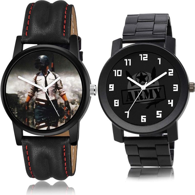 combo watch Analog Watch - For Boys Modern Quartz Pubg Military Army And Chain Watch Watch - B497-B993 (Combo Of 2 )