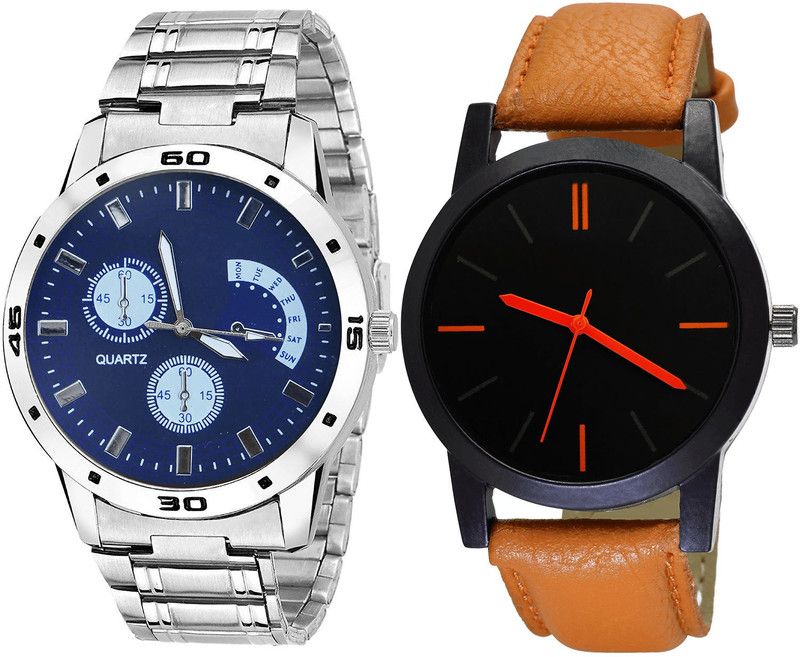 combo watch Analog Watch - For Girls New Model Analogue Silver And Brown Color Boys And Men Watch - B84-B112 (Combo Of 2 )