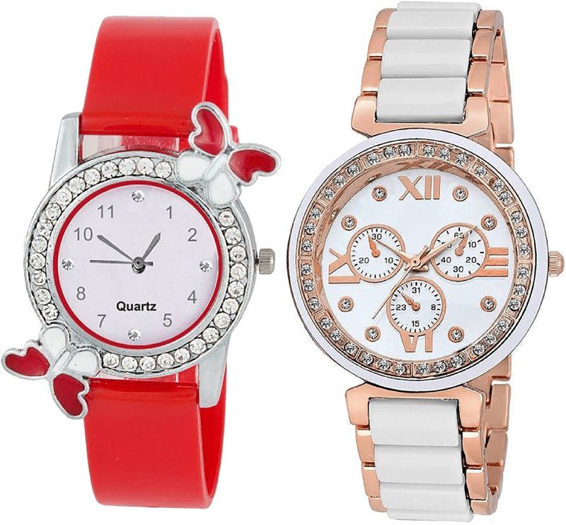 combo watch Analog Watch - For Girls Butterfly Red And White Color G101-G210
