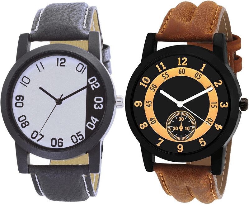 combo watch Analog Watch - For Girls Best High Quality Analogue Black And Brown Color Boys And Men Watch - B41-B14 (Combo Of 2 )