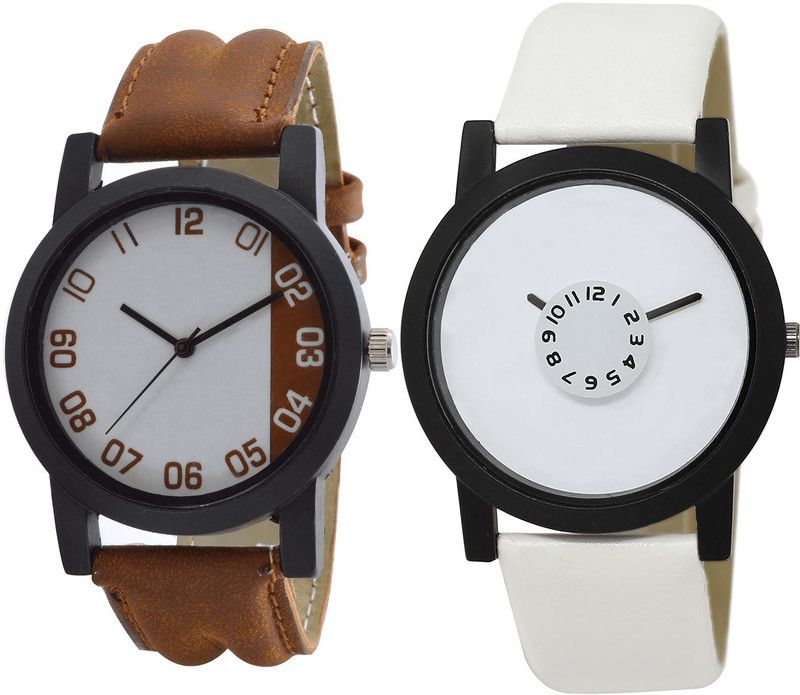 combo watch Analog Watch - For Men Treading Present Analogue Brown And White Color Boys And Men Watch - B39-BL46.26 (Combo Of 2 )