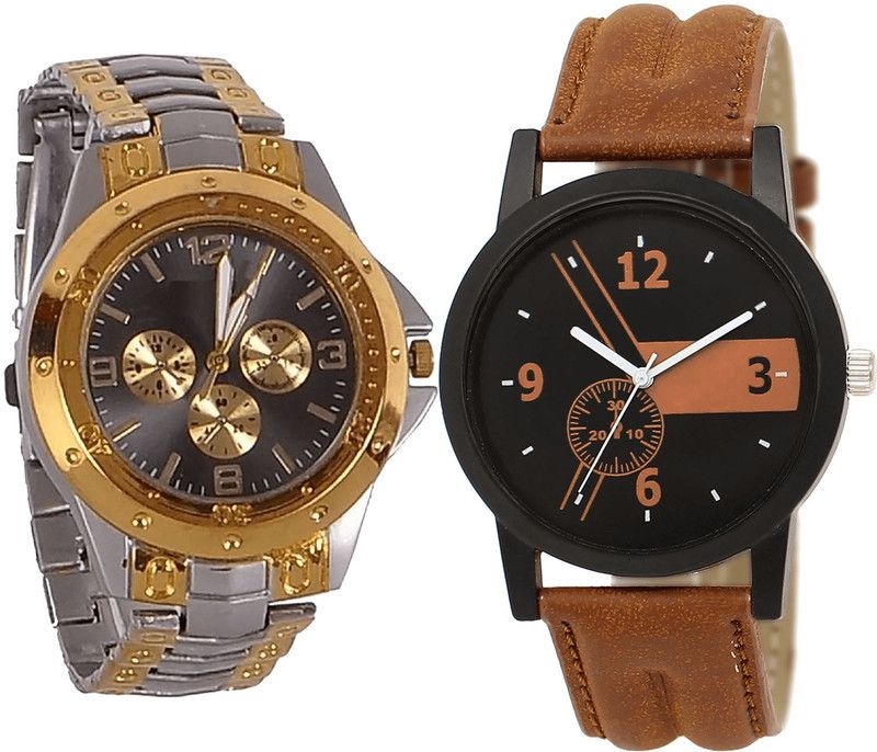 combo watch Analog Watch - For Girls Best Present Analogue Silver And Brown Color Boys And Men Watch - B76-BL46.1