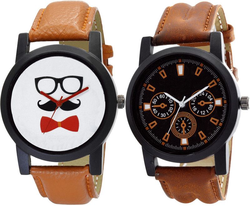 combo watch Analog Watch - For Girls Classical 3D Design Beard Style Analogue Brown Color Boys And Men Watch - B53-B30 (Combo Of 2 )