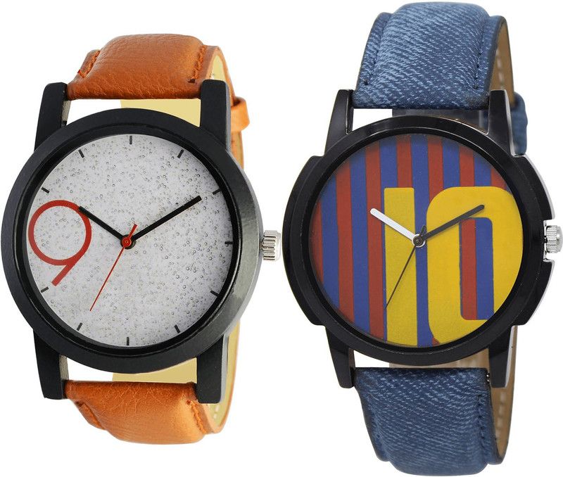 combo watch Analog Watch - For Girls Classical Traditional Messi Football Analogue Brown And Blue Color Boys And Men Watch - B33-BL46.10 (Combo Of 2 )