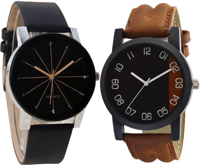 combo watch Analog Watch - For Girls Love Analogue Black And Brown Color Boys And Men Watch - B51-B36 (Combo Of 2 )
