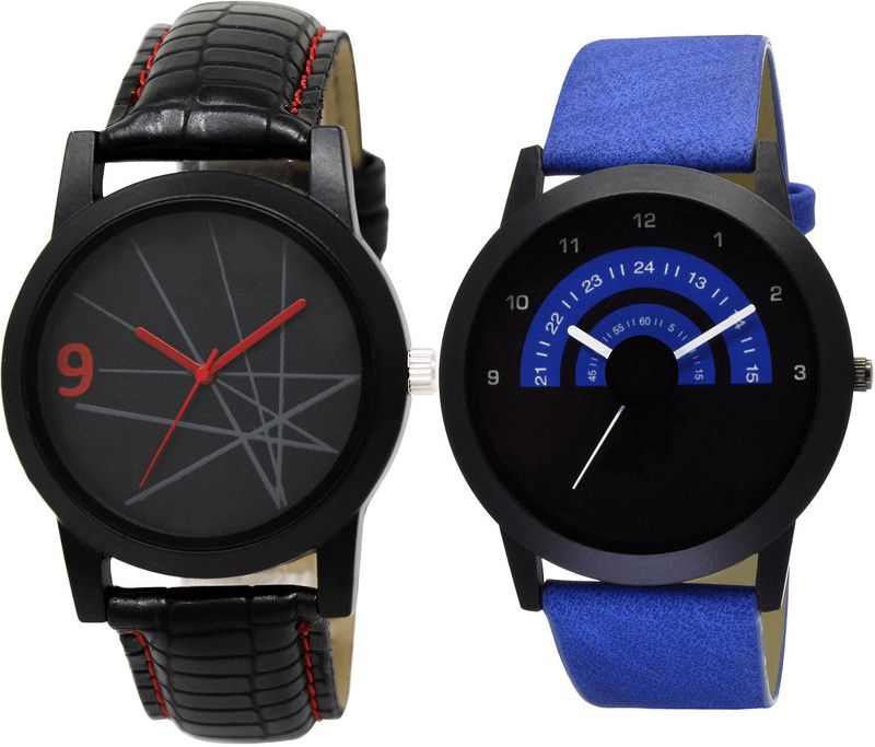 combo watch Analog Watch - For Girls Latest Present Analogue Black And Blue Color Boys And Men Watch - BL46.8-B47 (Combo Of 2 )