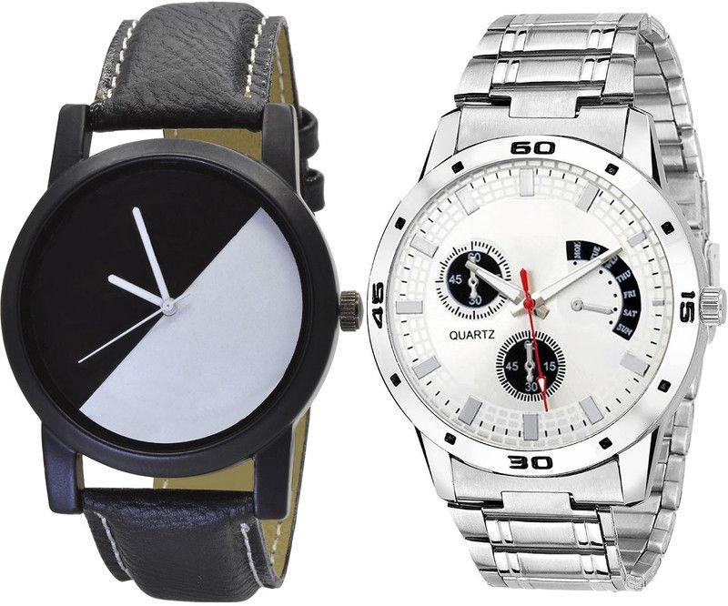 combo watch Analog Watch - For Girls New Heart Analogue Black And Silver Color Boys And Men Watch - B32-B85 (Combo Of 2 )