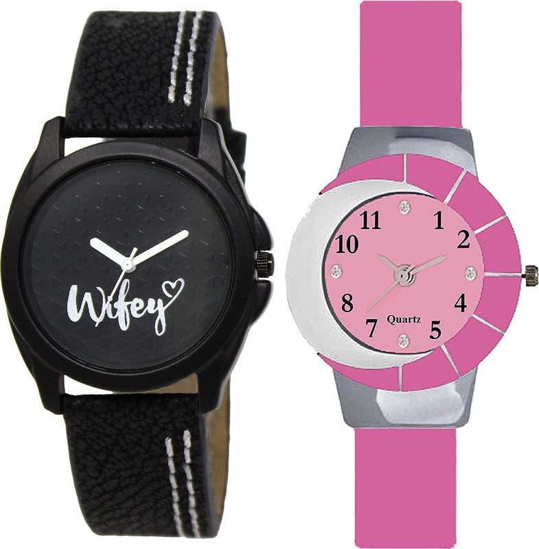combo watch Analog Watch - For Girls Contemporary Fashion Wife Analogue Black And Pink Color Girls And Women Watch - Gl234-G9 (Combo Of 2 )