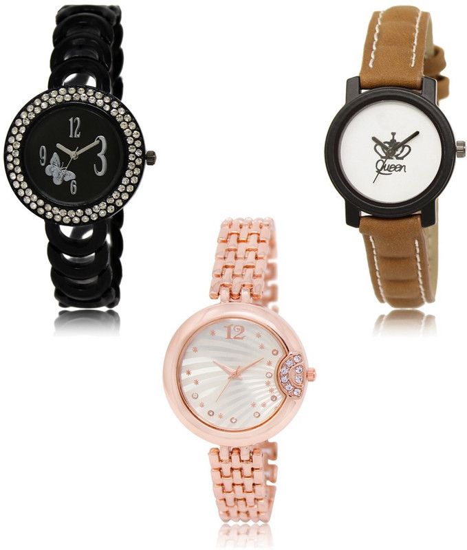 Latest Set of 3 Stylish Attractive Professional Designer Combo Analog Watch - For Women LR-201-209-228 Premium Quality Collection