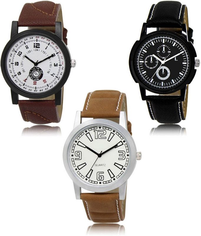 Stylish Attractive Professional Designer Combo Analog Watch - For Men LR-11-13-15 Hot Selling Premium Quality Collection Latest Set of 3