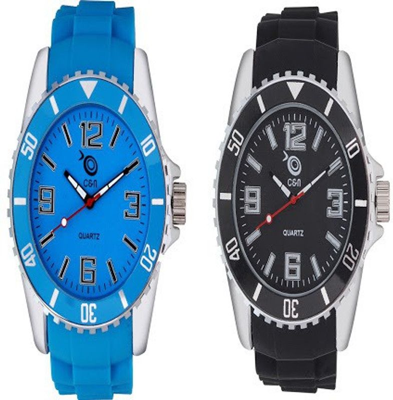 Basic Analog Watch - For Men & Women Combo-CNP-10-M-Black&Blue