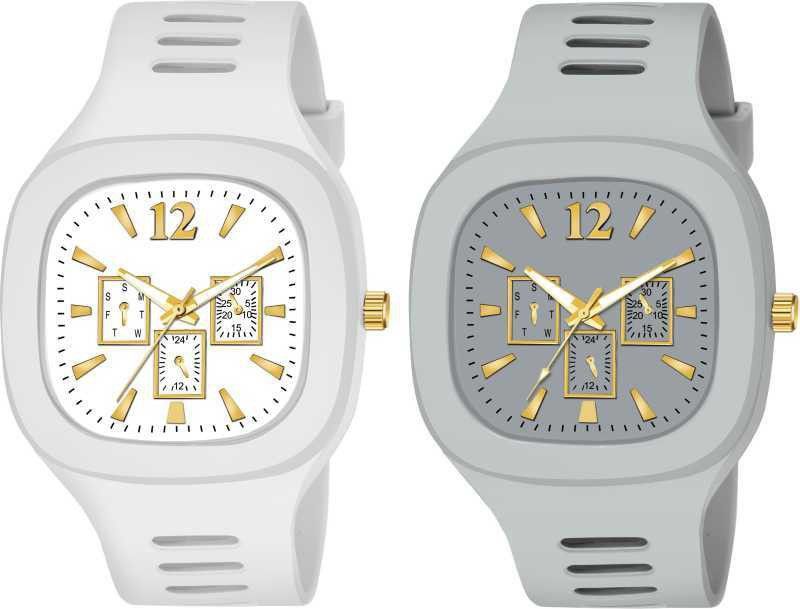 Analog Watch - For Men Sports look square shape dial stylish White and Grey color watches For Men