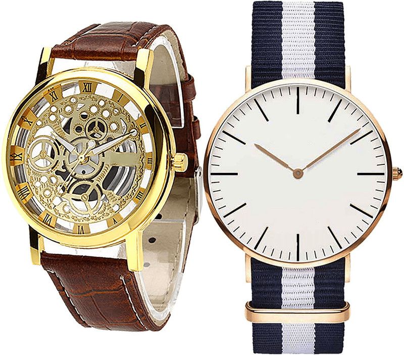 combo watch Analog Watch - For Men Brand New Collegian Open Analogue Brown And Blue Color Boys Watch - B45-B109 (Combo Of 2 )