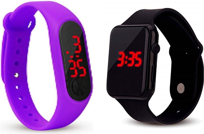 Stylish Professional Band Digital Watch - For Boys M2 Purple Series 4 Black