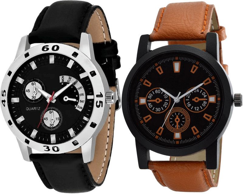 combo watch Analog Watch - For Girls Brand New Analogue Analogue Black And Brown Color Boys And Men Watch - B58-B31 (Combo Of 2 )