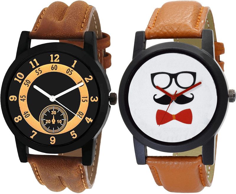 combo watch Analog Watch - For Girls Modish Quartz Beard Style Analogue Brown Color Boys And Men Watch - B14-B53 (Combo Of 2 )