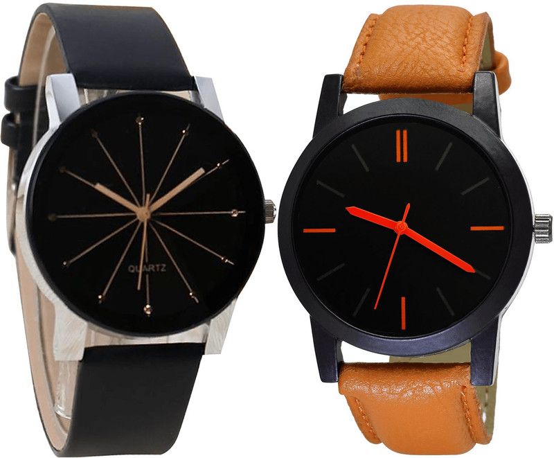 combo watch Analog Watch - For Girls Classical Italian Designer Analogue Black And Brown Color Boys And Men Watch - B51-B112 (Combo Of 2 )