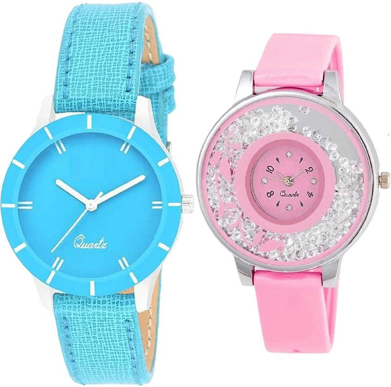 combo watch Analog Watch - For Girls Best Royal Flower Analogue Blue And Pink Color Girls And Women Watch - G269-G88 (Combo of 2 )