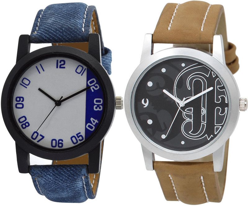 combo watch Analog Watch - For Girls Classical 3D Design Analogue Blue And Brown Color Boys And Men Watch - B40-BL46.14 (Combo Of 2 )