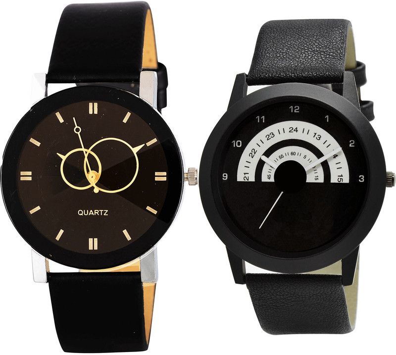 combo watch Analog Watch - For Girls New Technology Geometric Design Analogue Black Color Boys And Men Watch - B135-B48 (Combo Of 2 )
