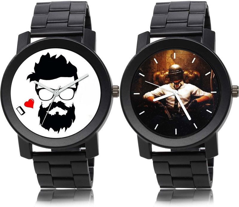 Analog Watch - For Men Best Designer Beard Style Chain Watch And Pubg Military Army Chain Watch Watch - B824-B452 (Combo Of 2 )