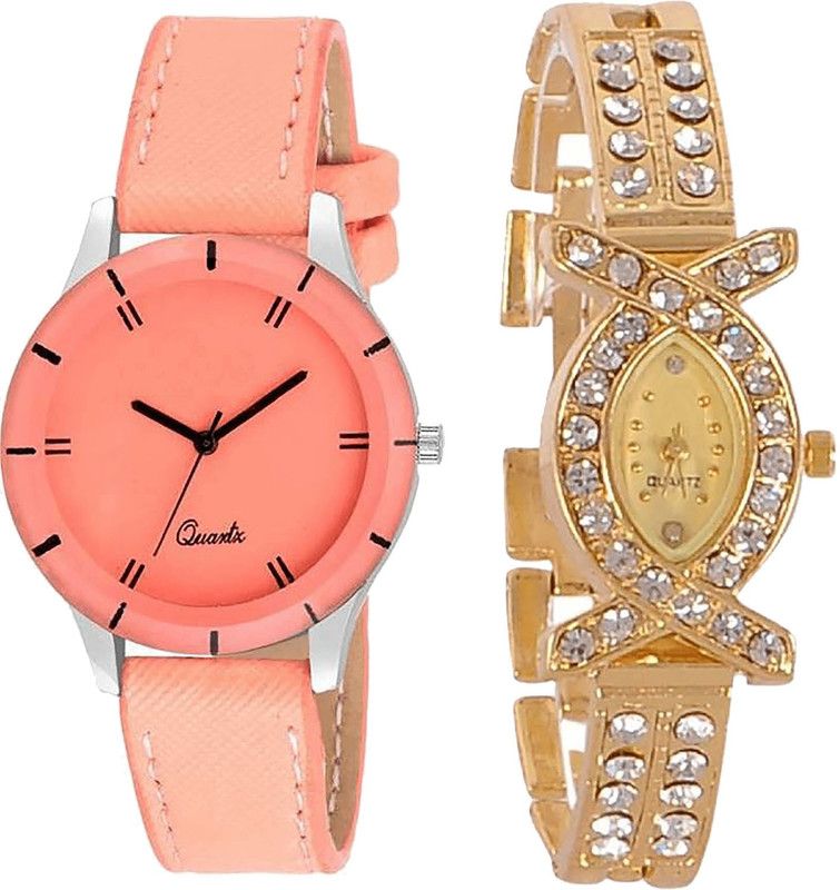 combo watch Analog Watch - For Girls Latest Designer Analogue Red And Gold Color Girls And Women Watch - G270-G125 (Combo of 2 )
