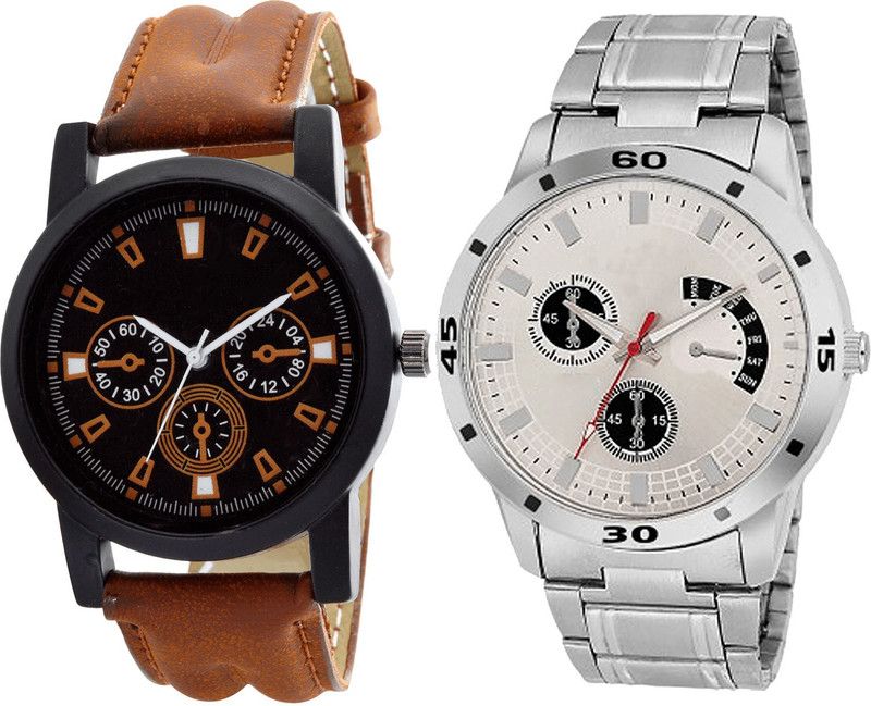 combo watch Analog Watch - For Girls Treading Fashion Analogue Brown And Silver Color Boys And Men Watch - B30-BL46.101 (Combo Of 2 )