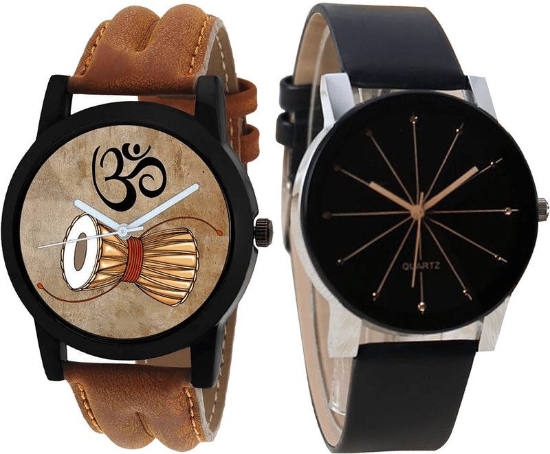 combo watch Analog Watch - For Girls Best Diwali Damru Analogue Brown And Black Color Boys And Men Watch - B25-B51 (Combo Of 2 )