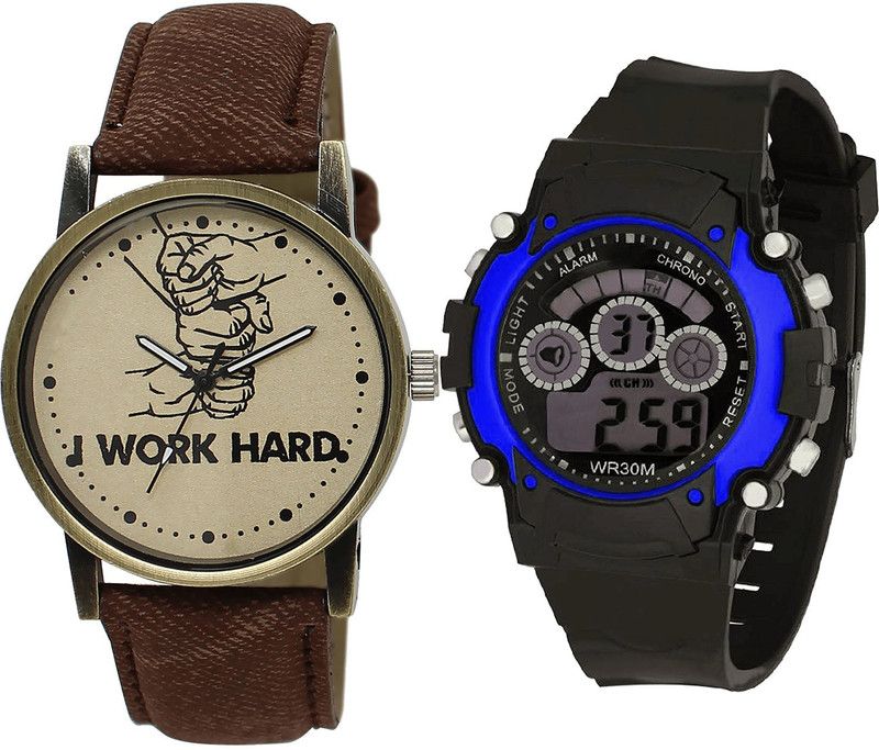 combo watch Analog Watch - For Girls Best Love I Work Hard And Kids Analogue Brown And Black Color Boys And Men Watch - BL46.29-B2 (Combo Of 2 )