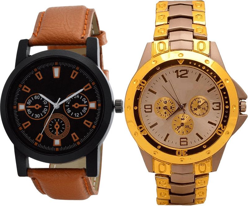 combo watch Analog Watch - For Girls Brand New Royal Analogue Brown And Silver Color Boys And Men Watch - B31-B74 (Combo Of 2 )