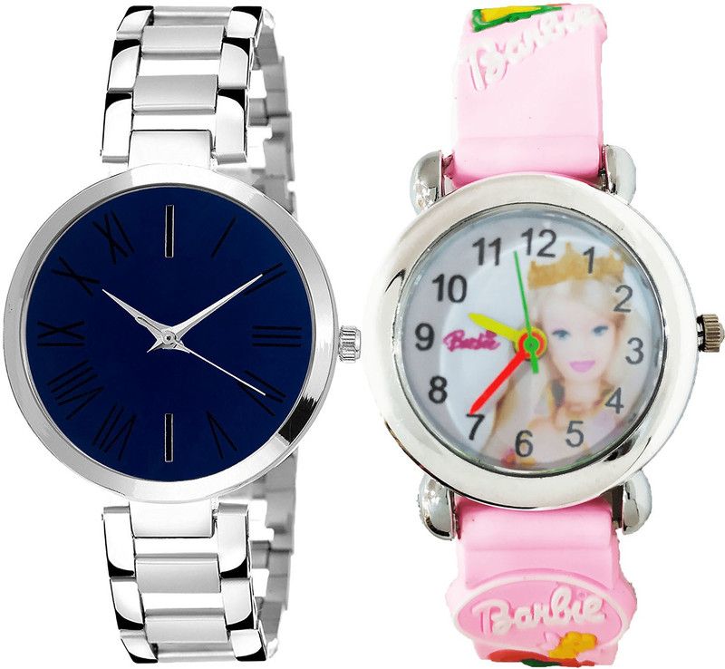 combo watch Analog Watch - For Girls New Valentine Barbie Doll Analogue Silver And Pink Color Girls And Women Watch - G298-G322 (Combo of 2 )
