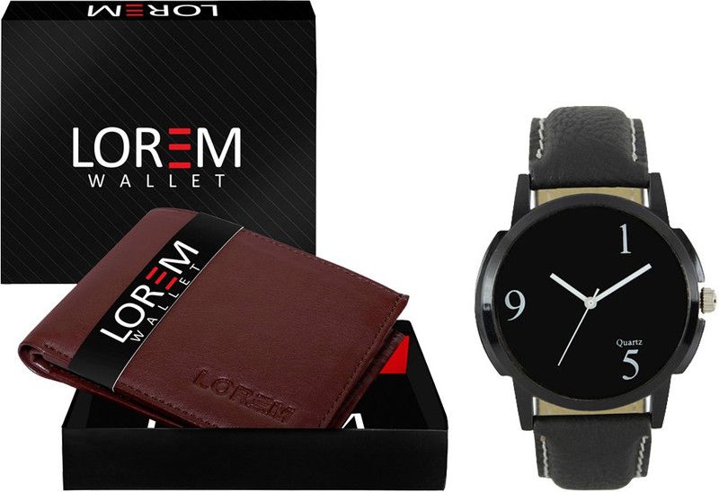 Combo Of Men Watch & Artificial Leather Wallet Analog Watch - For Men FZ-WL14-LR06