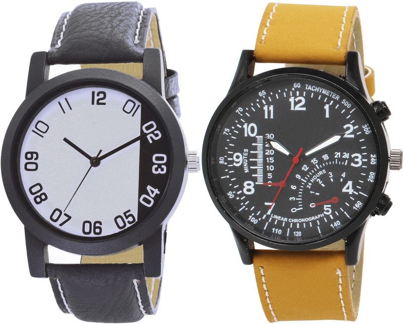 combo watch Analog Watch - For Girls New 3D Design Analogue Black And Brown Color Boys And Men Watch - B41-B42 (Combo Of 2 )