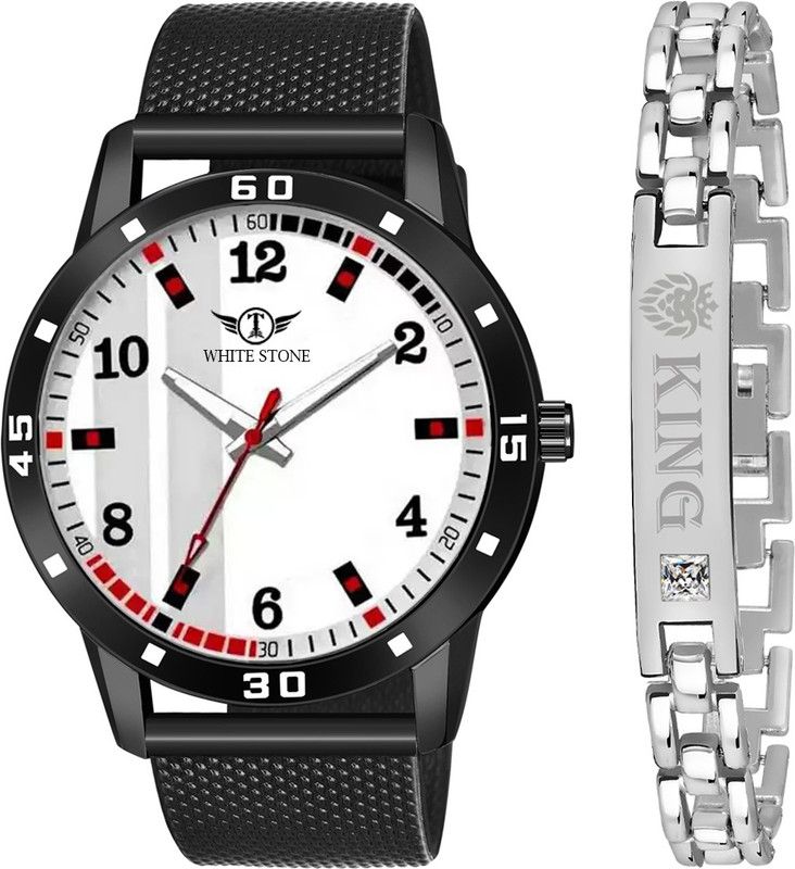 Analog Watch - For Men Mesh Strap All Black Men Watch & Free Premium Silver King Stone Bracelet