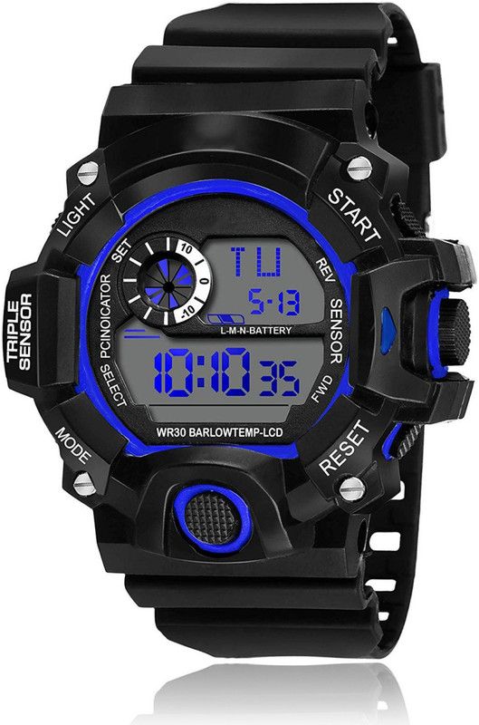 Digital Watch - For Men DIGITAL KIDS 7 LIGHT SPORTS WRIST BLACK COLOR SILICON WATCH Digital Fab Watch
